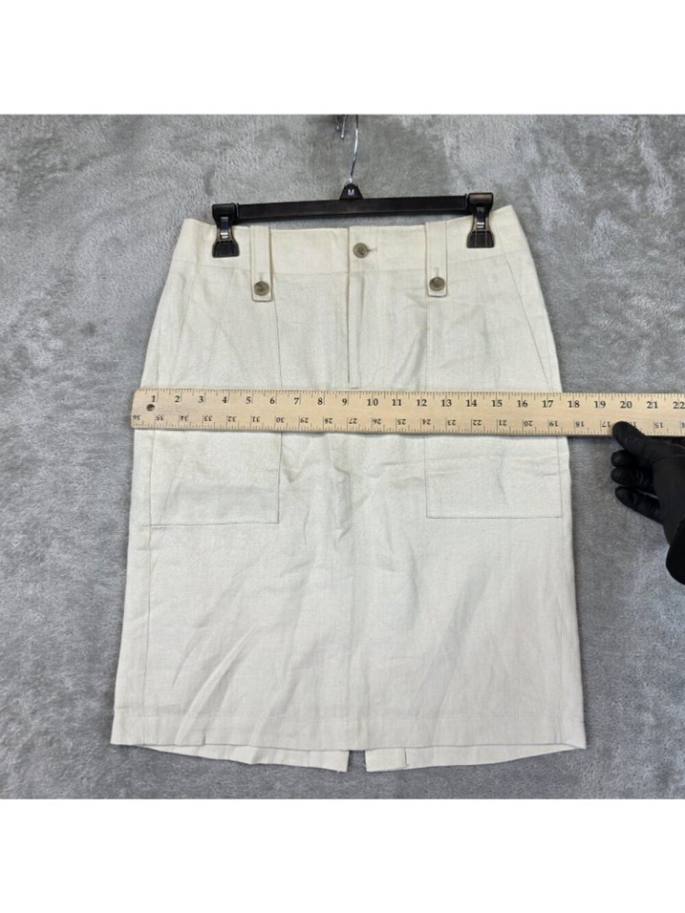 J Crew Skirt Womens 0 Cream Linen Pencil Knee Length Pockets Lined Zip Office - Picture 10 of 10